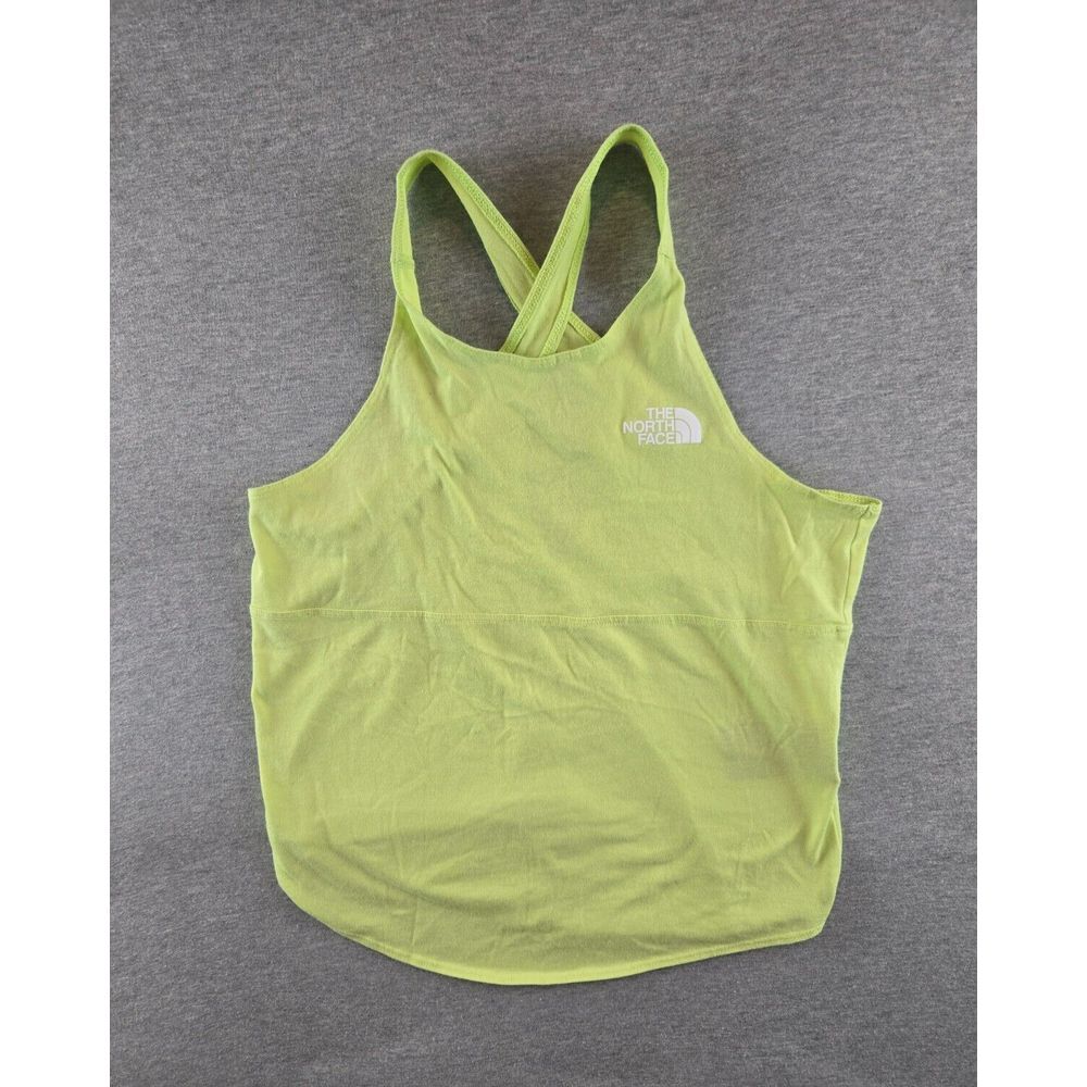 The North Face Girl's Criss‎ Cross Neon Green Tank Top Size Large 14/16 Hiking